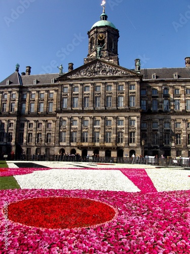 Dam Square Amsterdam with Floral Display
