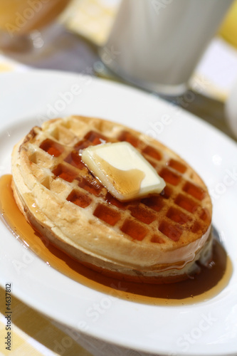 Waffles with Butter and Syrup