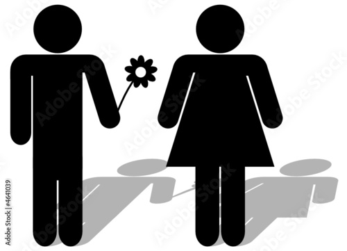 Un homme offre une fleur à une femme