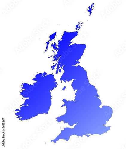 Detailed blue gradient map of United Kingdom.