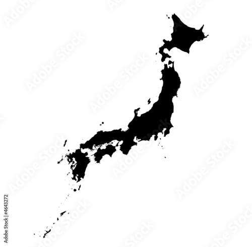 Detailed isolated black and white map of Japan