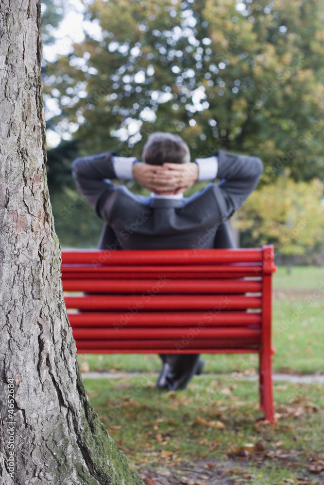 Fototapeta premium Businessman relaxing in a park