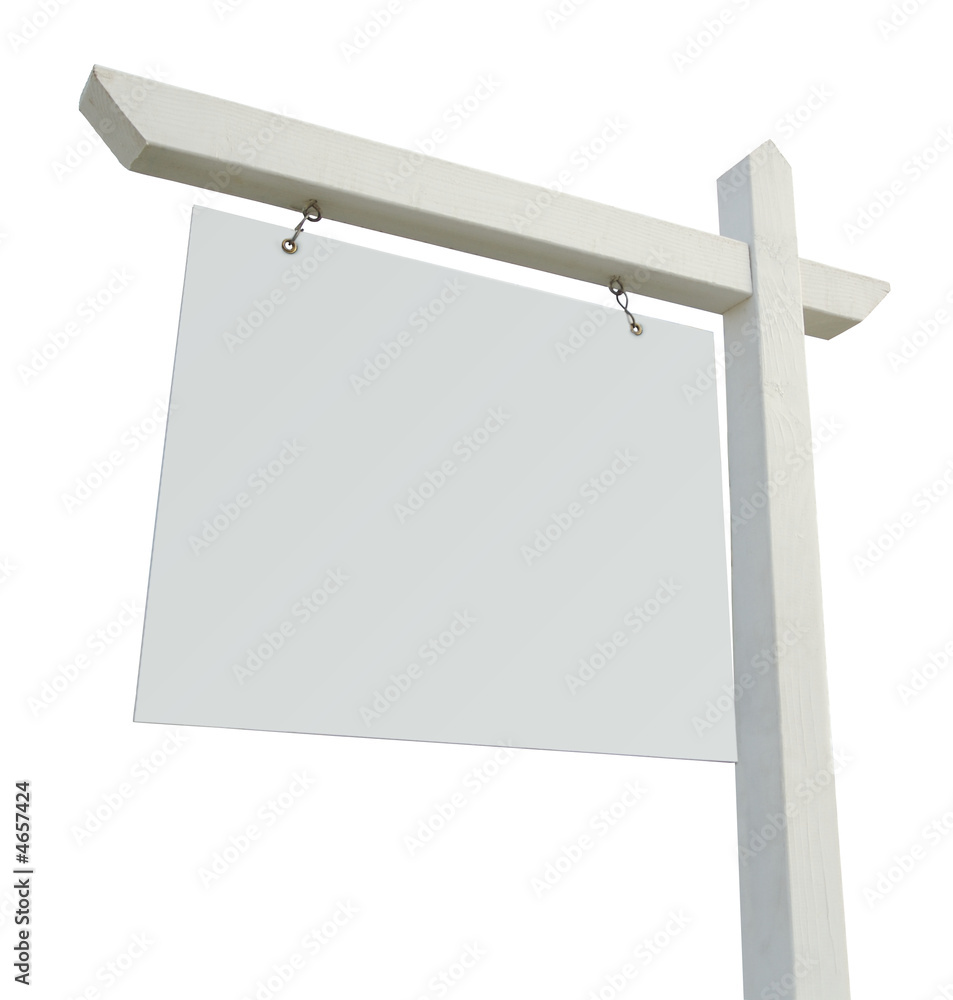 Obraz premium Blank Real Estate Sign Isolated on White Background.