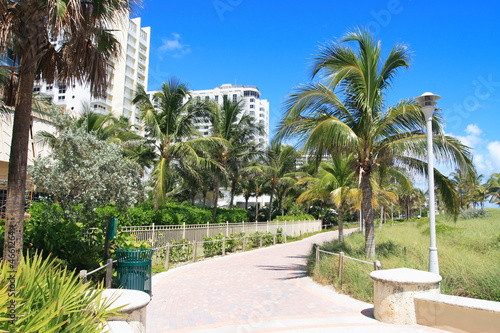 Tropical walkway to south beach