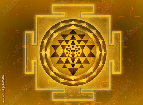 Canvas Print Grunge Shree Yantra