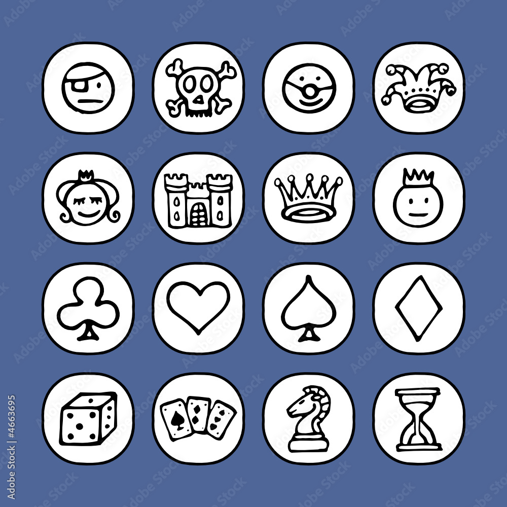 black and white icons set - games black and white icons set - games