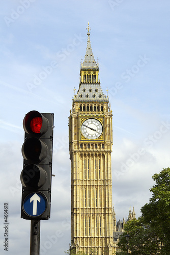 Big Ben & Traffic Light on Red photo