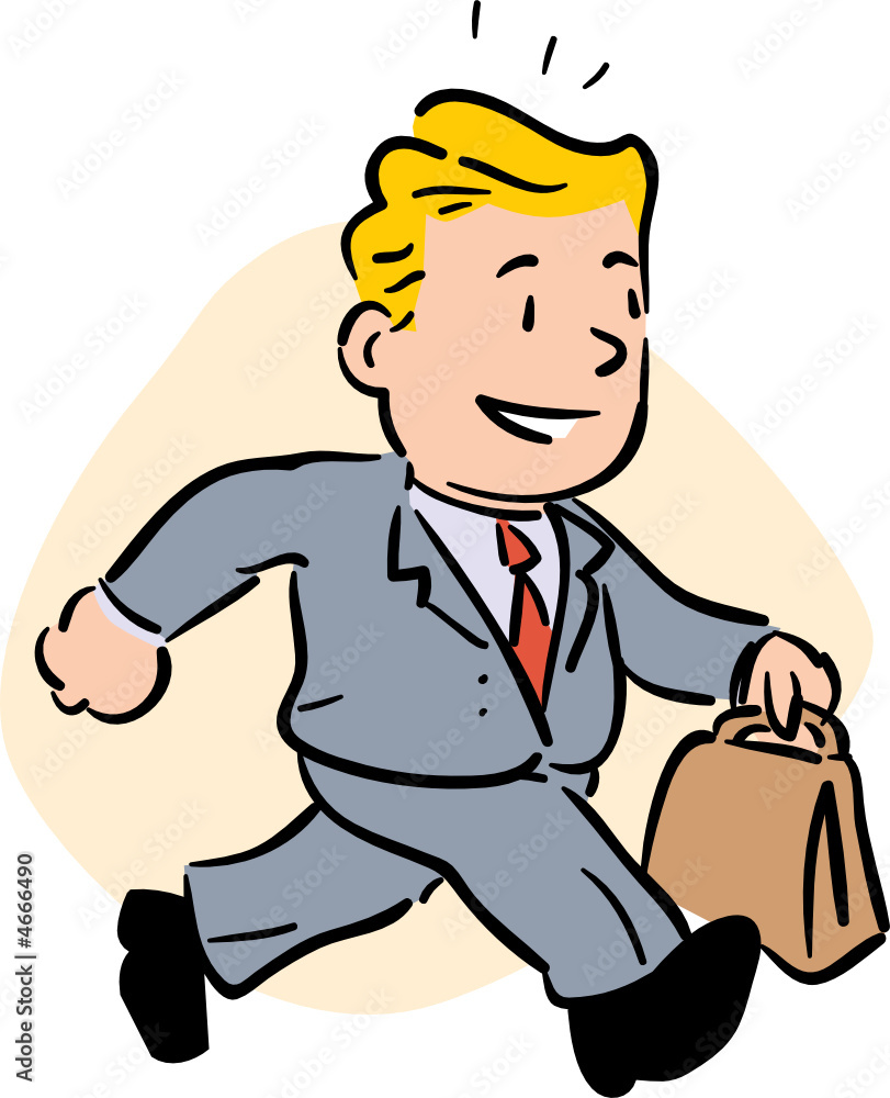 A happy businessman walking with his briefcase A happy businessman walking with his briefcase