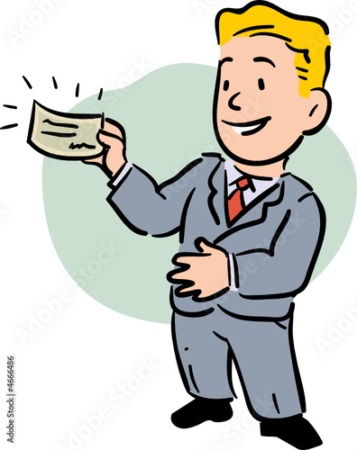 Employee or Boss presenting a paycheck