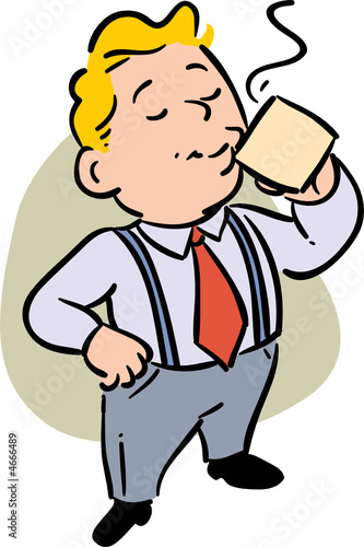 Business man sipping a cup of coffee