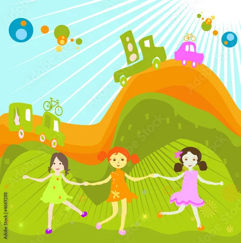 Obraz grupa dzieci bawiących się