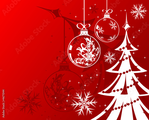 Christmas background with trees, vector illustration