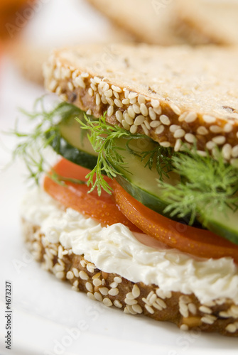 tomato,cucumber, rosemary and cheese sandwich 