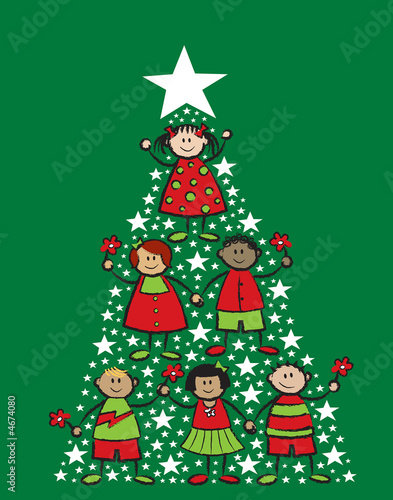 cartoon christmas tree kids