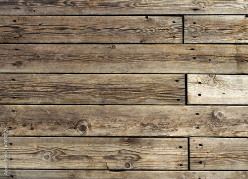 Canvastavla Old hevaily used wooden floor on pier