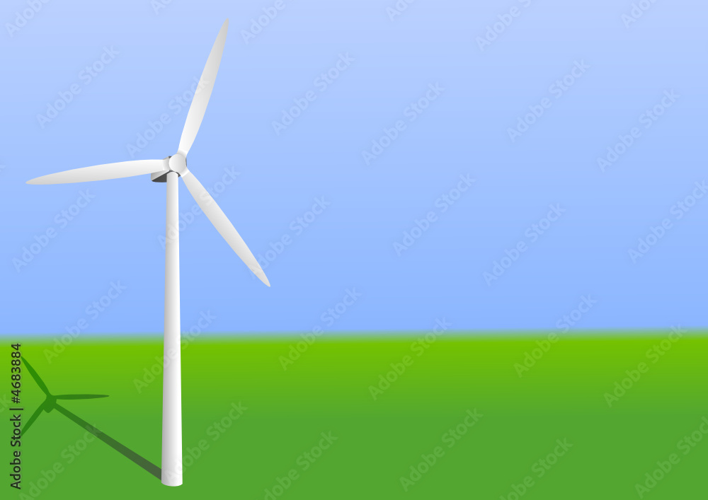 Eolienne dans un champ - illustration Eolienne dans un champ - illustration