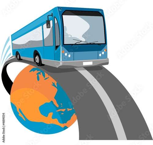 Bus traveling off the globe