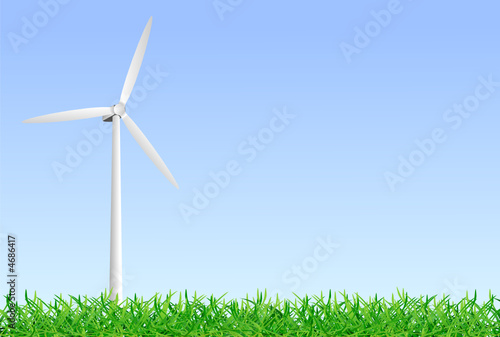 Eolienne dans l'herbe - Illustration