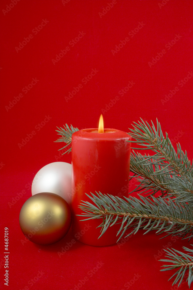 christmas decoration-pine tree and balls and candle1