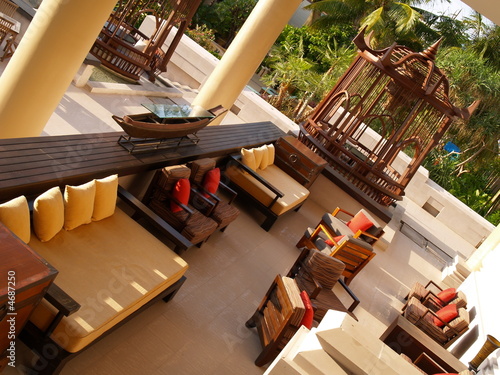 Outdoor lounge of a resort