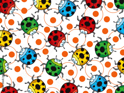 cartoon colorful ladybugs and dots