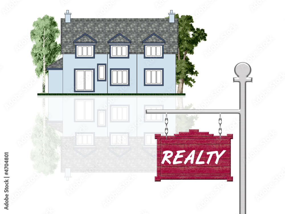Realty commercial announcement, isolated illustration Realty commercial announcement, isolated illustration