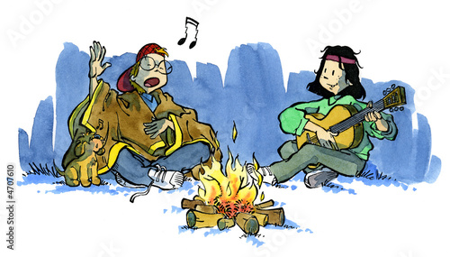 Ados au feu de camp