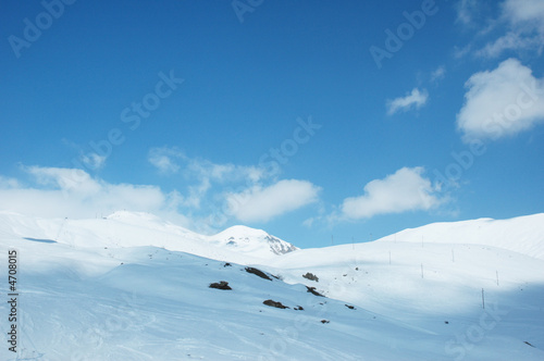 High mountains under snow in the winter