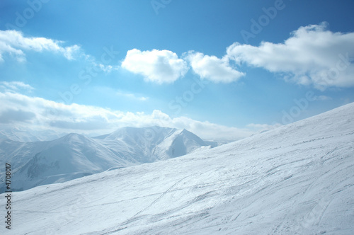 High mountains under snow in the winter