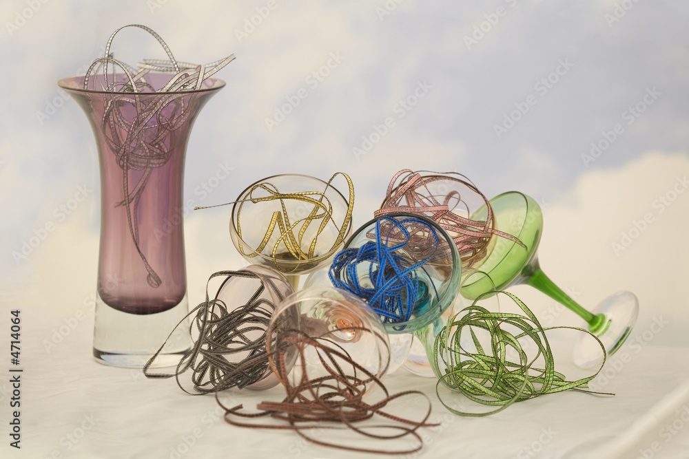 Glasses Ribbons Vase Glasses Ribbons Vase