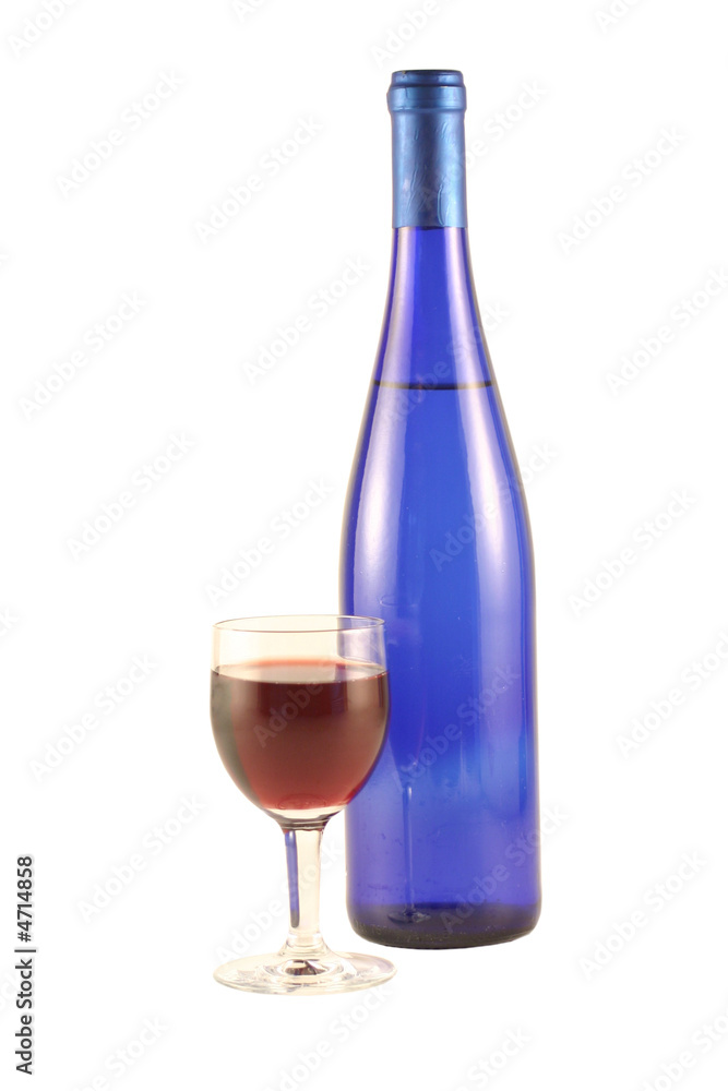 Bottle of wine and glass isolated on white Bottle of wine and glass isolated on white