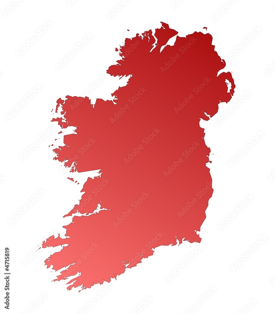 Red gradient map of Ireland Red gradient map of Ireland