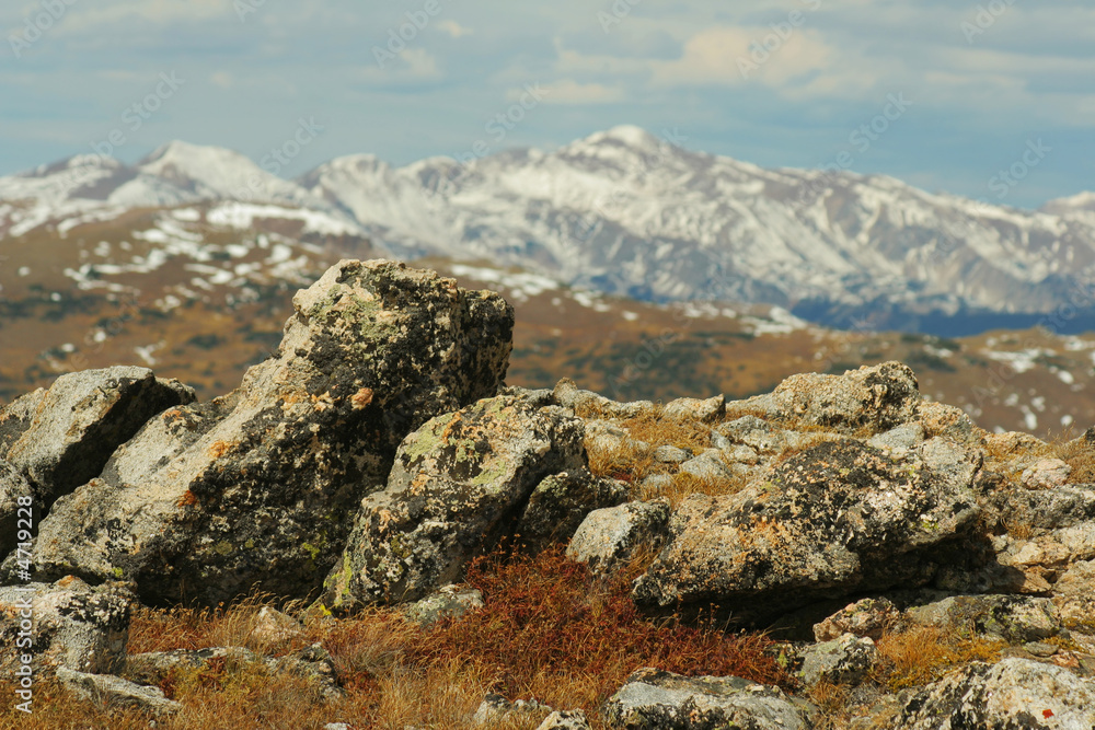 alpine rocks, snow-covered mountains, Colorado
