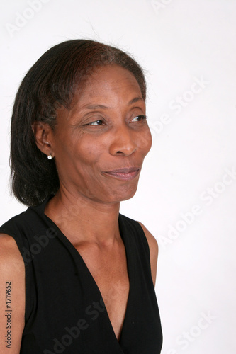 Pleased, mature African American woman