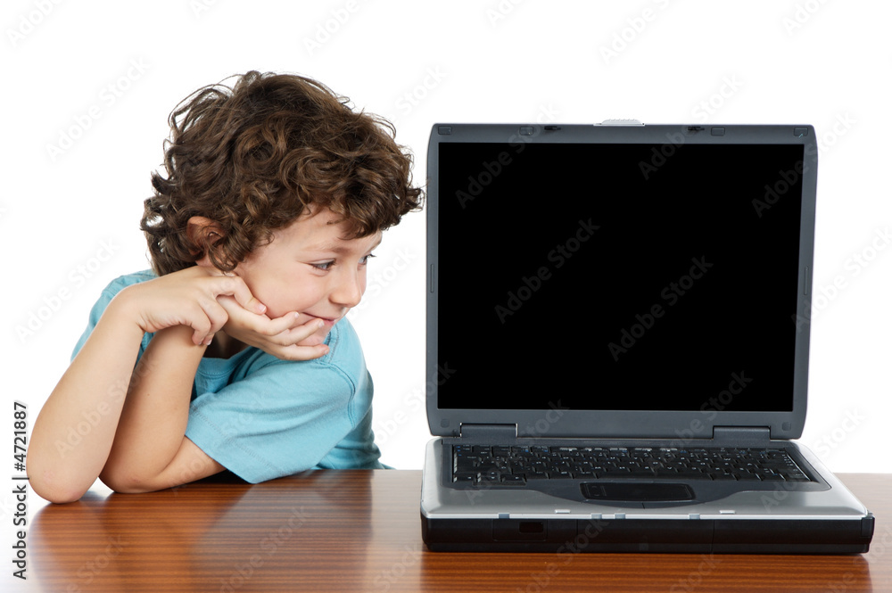 Child whit laptop Child whit laptop