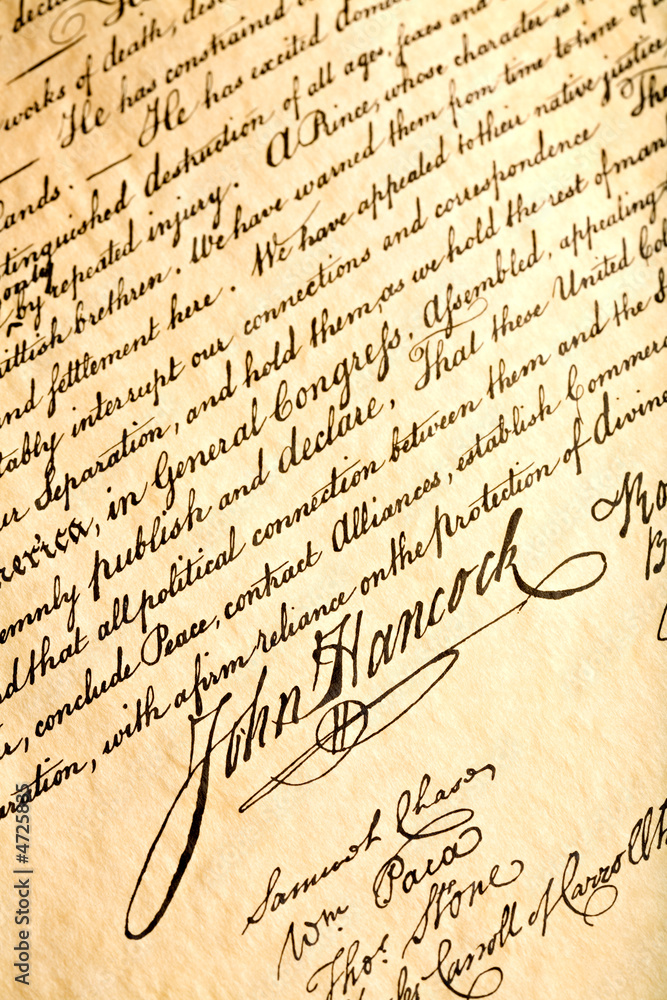 John Hancock on declaration of independence