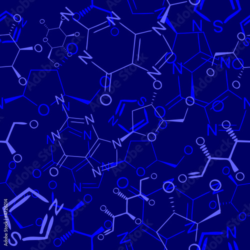 Seamlessly vector wallpaper chemistry scribbles on blue