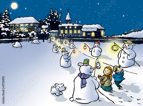 Haie de bonhommes de neige