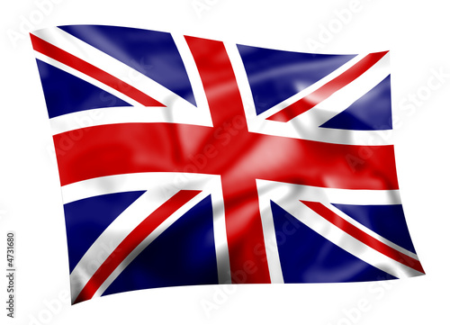 British Union Jack flag caught in the wind