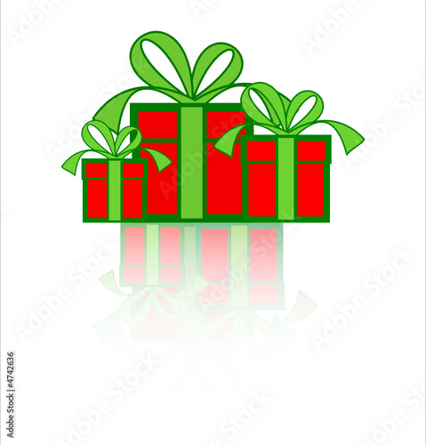 Gift boxes with Christmas colors.
