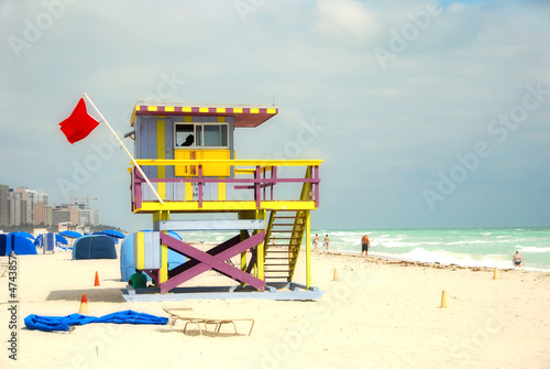 Colorful lifeguard tower in Miami Beach © icholakov