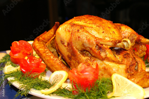 Baked turkey at thanksgiving day
