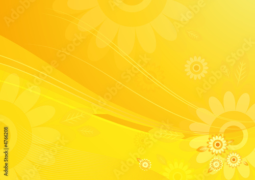 background with waves and flowers, vector illustration