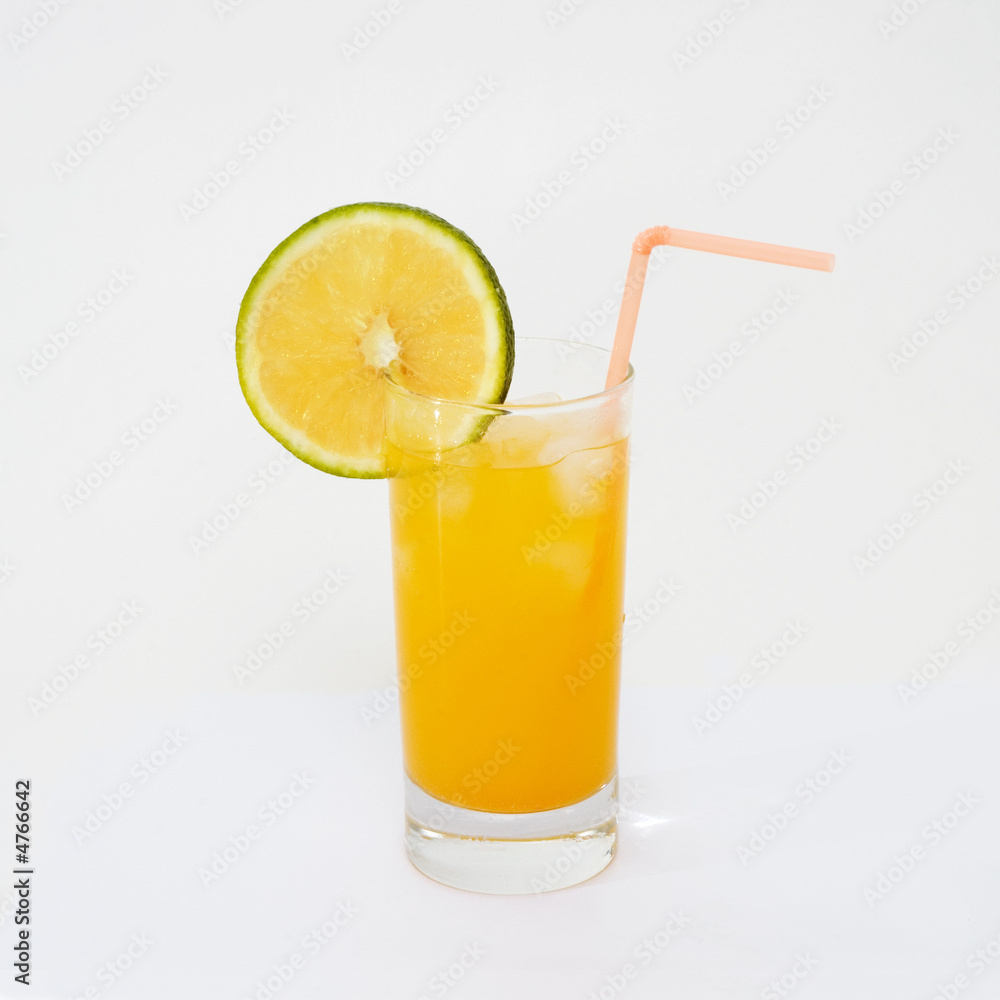 Fresh glass of orange juice isolated
