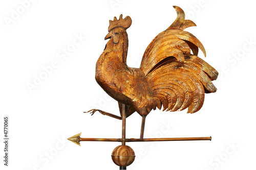 Copper weathercock isolated on white background