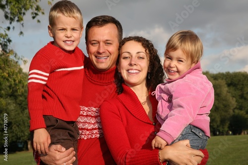 family in red