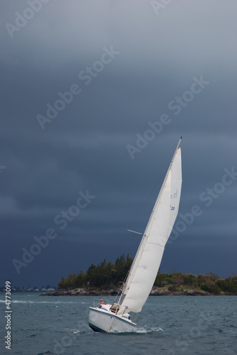 Boat in the stormy sea