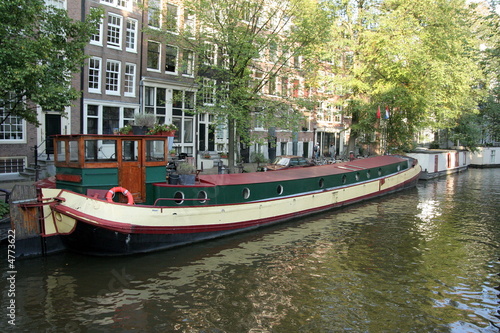 Schilderij op canvas péniche à amsterdam