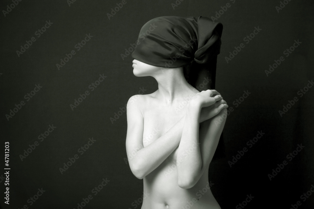 Fototapeta premium Nude woman with black bandage