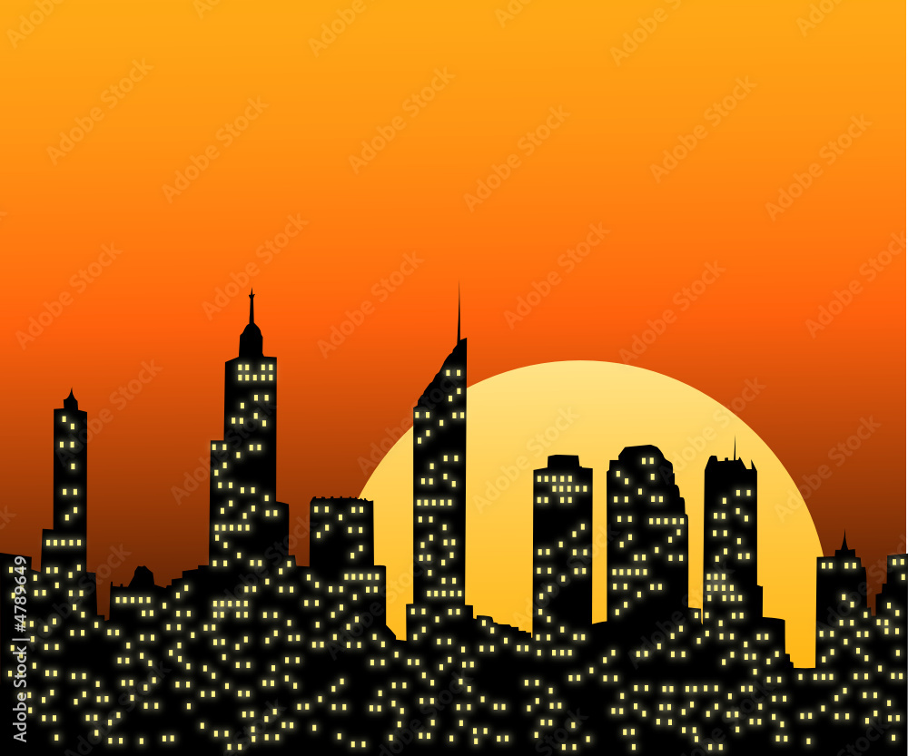 Coucher de soleil sur la ville